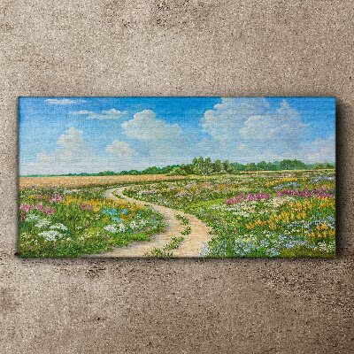 A flower path among the meadows Canvas print