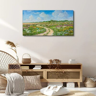 A flower path among the meadows Canvas print