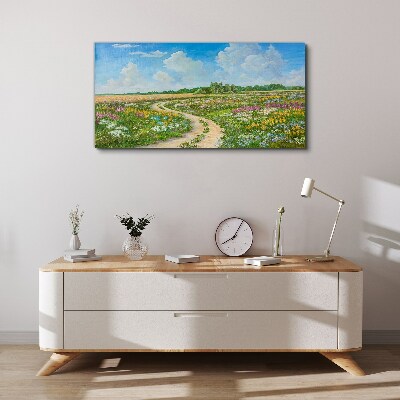 A flower path among the meadows Canvas print