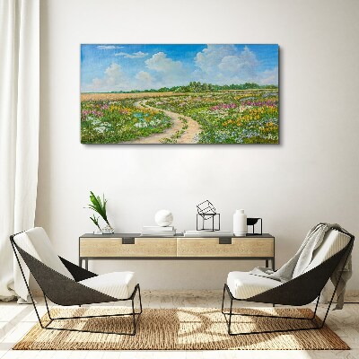 A flower path among the meadows Canvas print