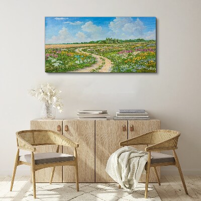 A flower path among the meadows Canvas print
