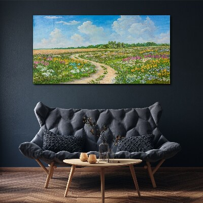 A flower path among the meadows Canvas print