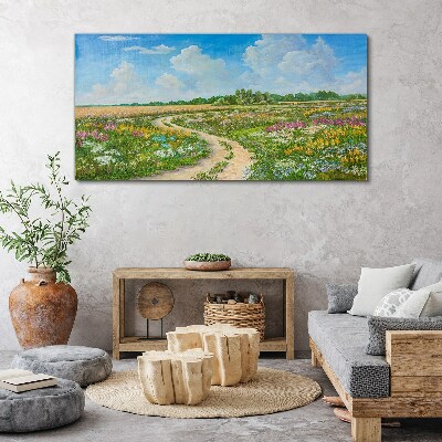 A flower path among the meadows Canvas print