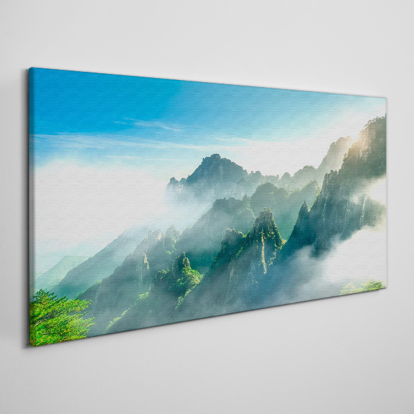 Mountain landscape on a misty morning Canvas print