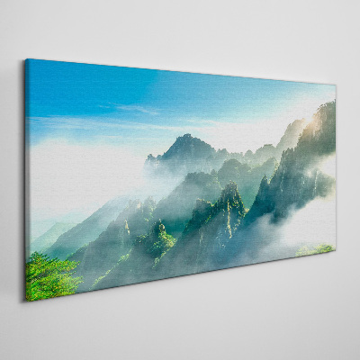 Mountain landscape on a misty morning Canvas print