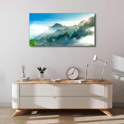 Mountain landscape on a misty morning Canvas print