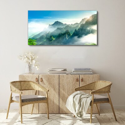 Mountain landscape on a misty morning Canvas print