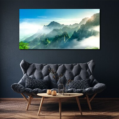 Mountain landscape on a misty morning Canvas print