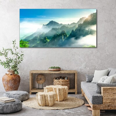 Mountain landscape on a misty morning Canvas print