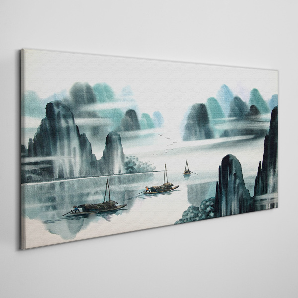 A peaceful lake in a mountain landscape Canvas print