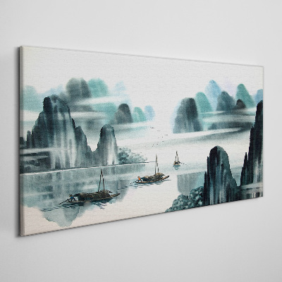 A peaceful lake in a mountain landscape Canvas print
