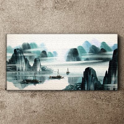 A peaceful lake in a mountain landscape Canvas print