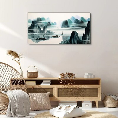 A peaceful lake in a mountain landscape Canvas print