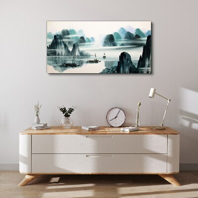 A peaceful lake in a mountain landscape Canvas print