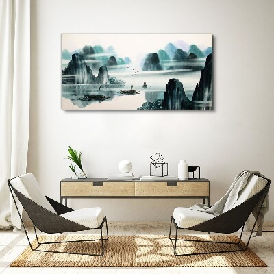A peaceful lake in a mountain landscape Canvas print