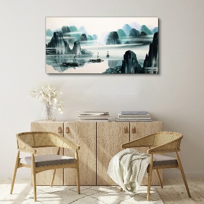 A peaceful lake in a mountain landscape Canvas print