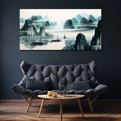 A peaceful lake in a mountain landscape Canvas print
