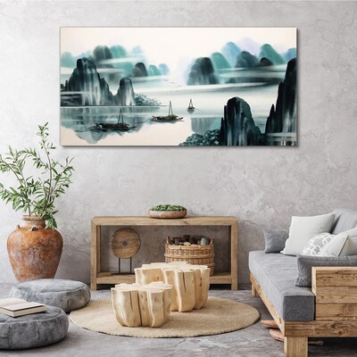 A peaceful lake in a mountain landscape Canvas print