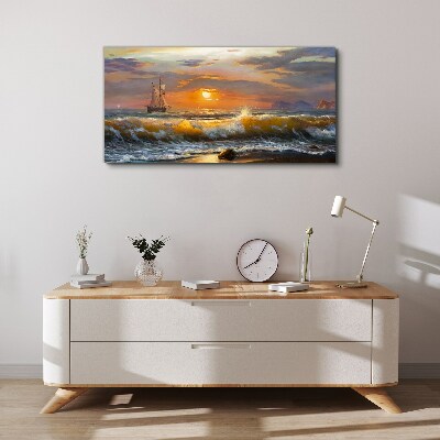 Sunset over the sea Canvas print