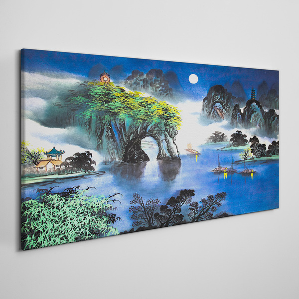 A peaceful night landscape with mountains Canvas print