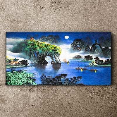 A peaceful night landscape with mountains Canvas print