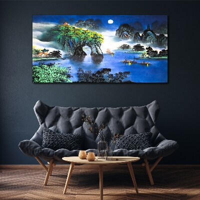 A peaceful night landscape with mountains Canvas print