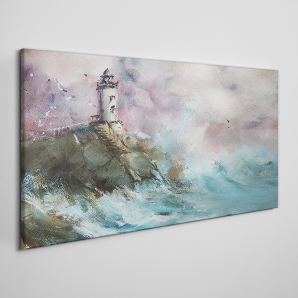 A lighthouse in a stormy landscape Canvas print