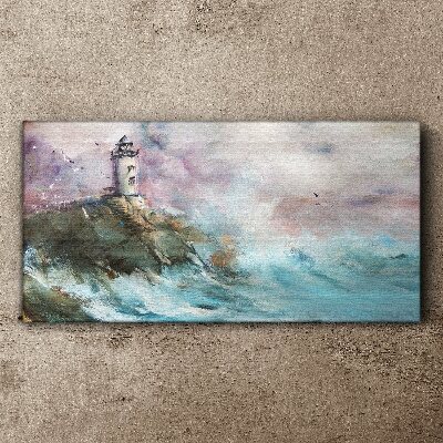 A lighthouse in a stormy landscape Canvas print