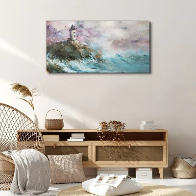 A lighthouse in a stormy landscape Canvas print