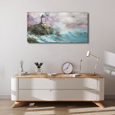 A lighthouse in a stormy landscape Canvas print