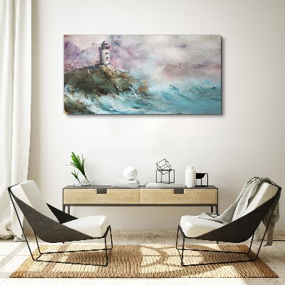 A lighthouse in a stormy landscape Canvas print