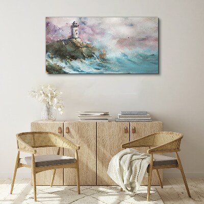 A lighthouse in a stormy landscape Canvas print