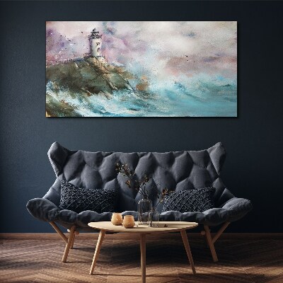 A lighthouse in a stormy landscape Canvas print