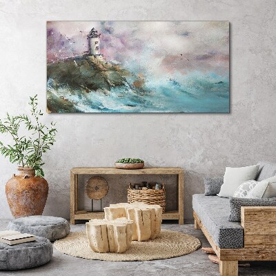 A lighthouse in a stormy landscape Canvas print