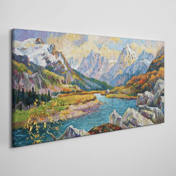 Mountain landscape with a river Canvas print