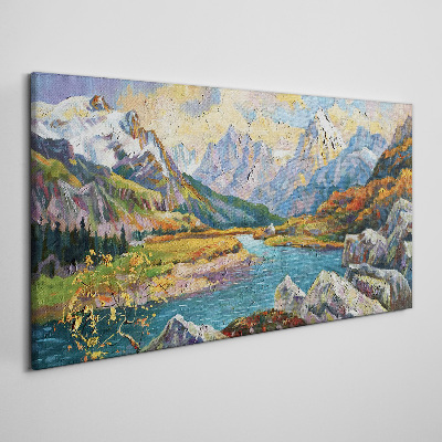 Mountain landscape with a river Canvas print
