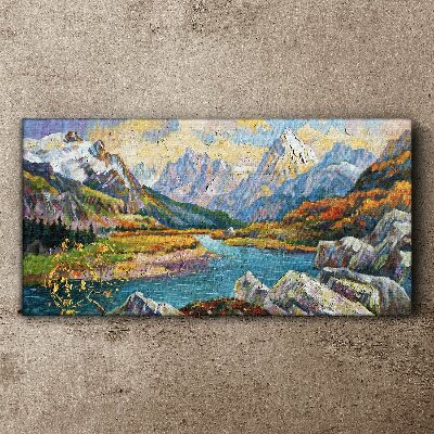 Mountain landscape with a river Canvas print