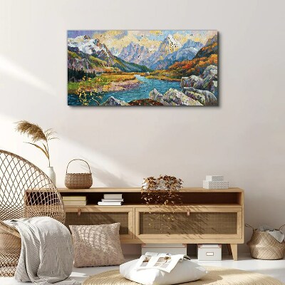 Mountain landscape with a river Canvas print