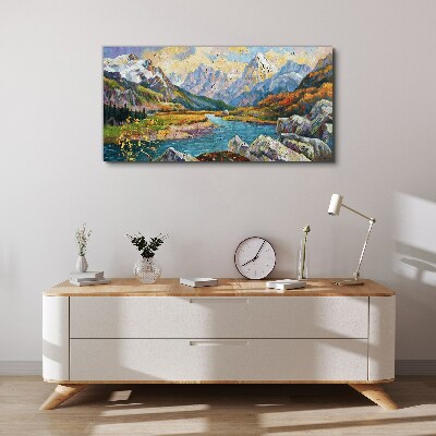 Mountain landscape with a river Canvas print