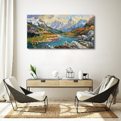 Mountain landscape with a river Canvas print
