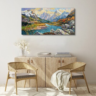 Mountain landscape with a river Canvas print