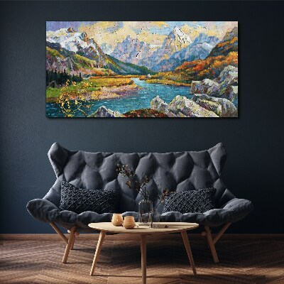 Mountain landscape with a river Canvas print