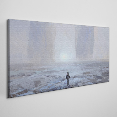 Wandering alone in a misty space Canvas print