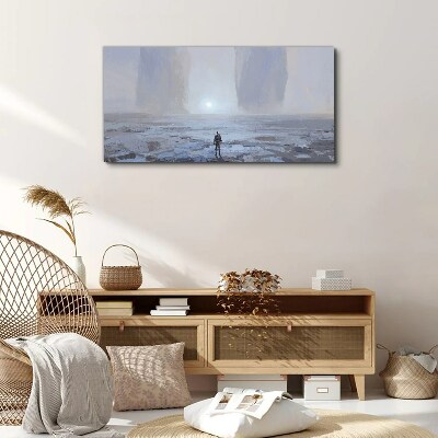 Wandering alone in a misty space Canvas print