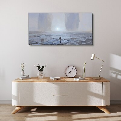 Wandering alone in a misty space Canvas print