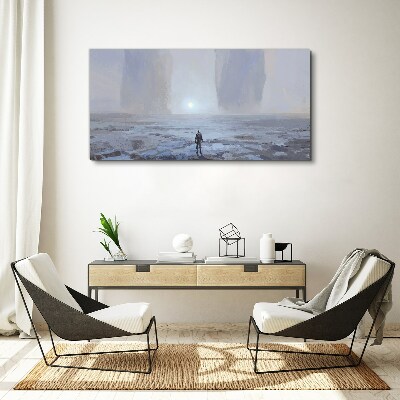 Wandering alone in a misty space Canvas print