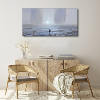 Wandering alone in a misty space Canvas print