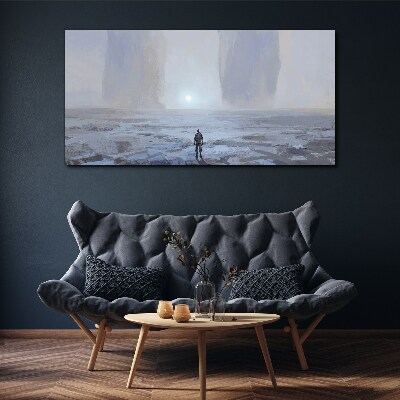 Wandering alone in a misty space Canvas print
