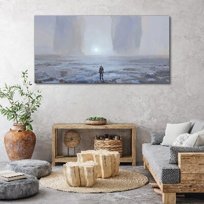 Wandering alone in a misty space Canvas print