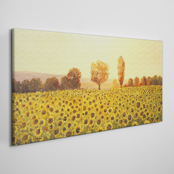 Sunflower field in the setting sun Canvas print